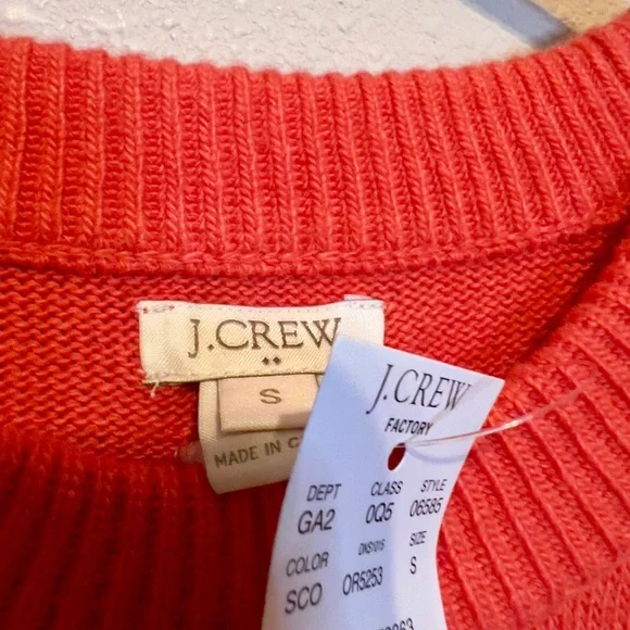 J. Crew Vibrant Orange Crewneck Sweater with large front pockets. Size S - Picture 4 of 5